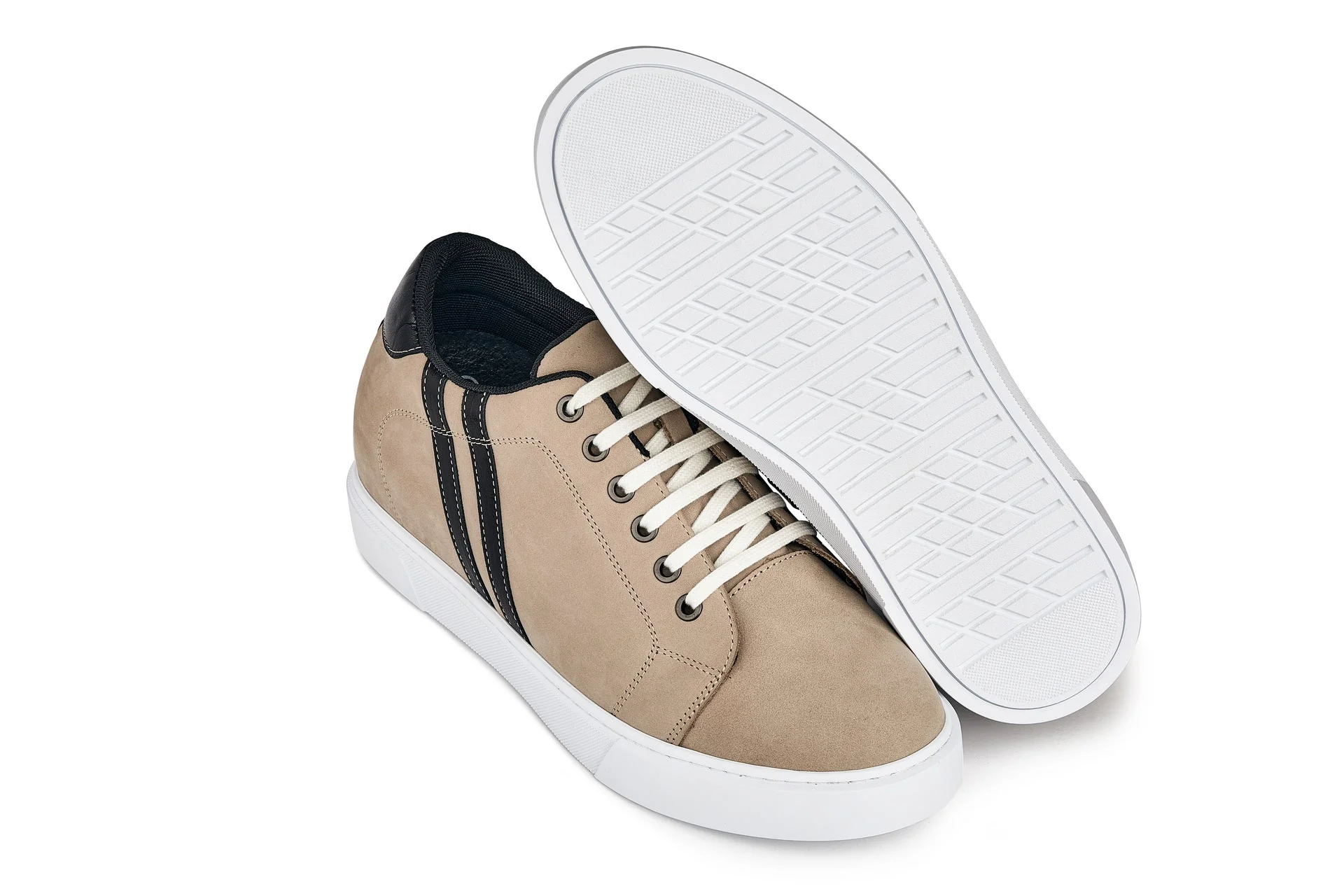 K1552 - 2.8 Inches Taller (Taupe) - Lace Up Casual Men's Sneakers - Image 5