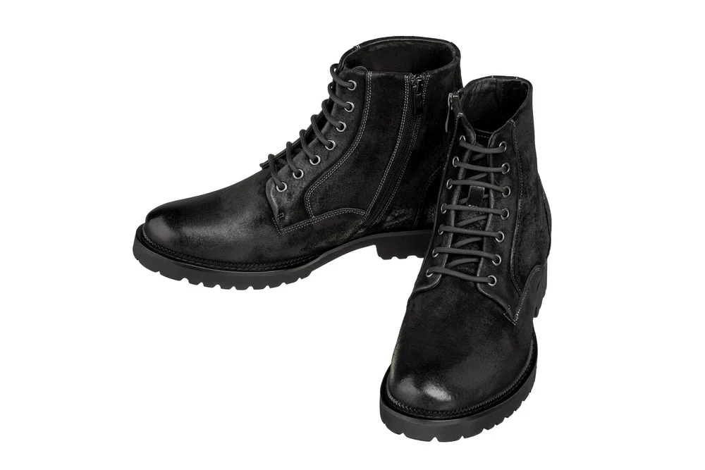 K24401 - 3 Inches Taller (Nubuck Black) - Casual Zipper Men's Boots - Image 4