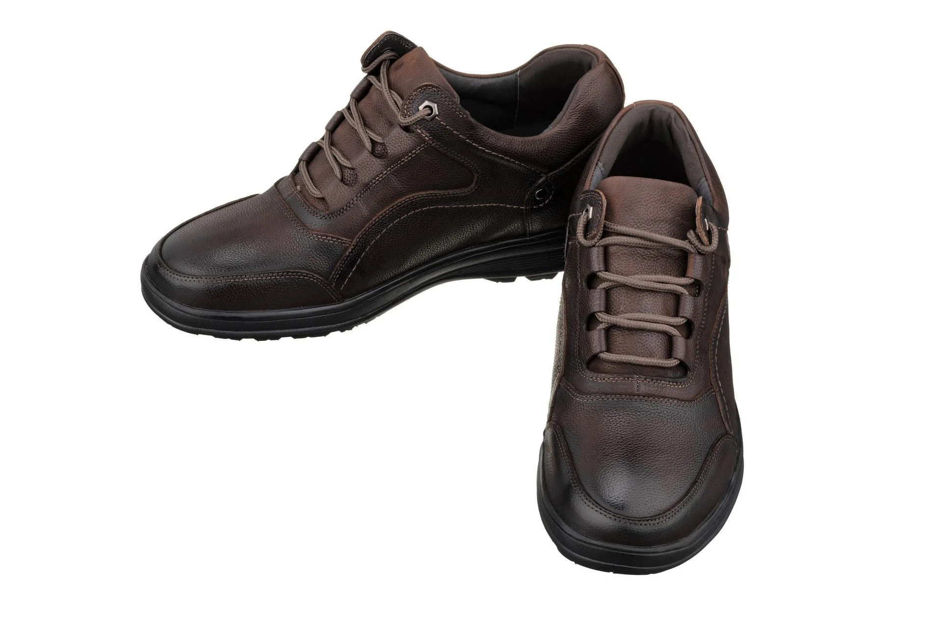 K3045 - 2.8 Inches Taller (Dark Brown) - Lace Up Casual Men's Walker Shoes - Image 4