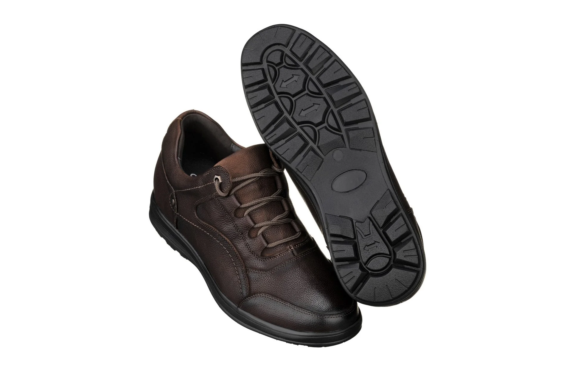 K3045 - 2.8 Inches Taller (Dark Brown) - Lace Up Casual Men's Walker Shoes - Image 5