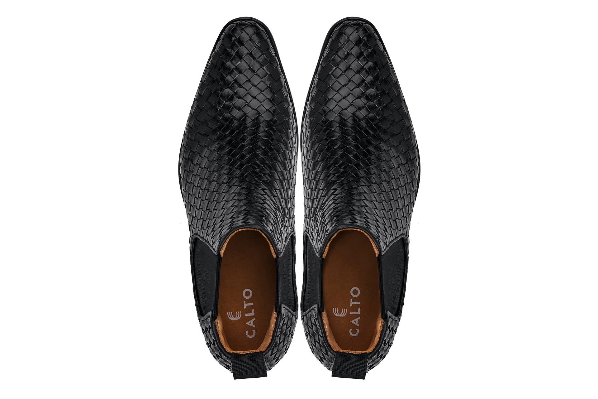 K30521 - 3.3 Inches Taller (Black) - Woven Slip-On High-Top Chelsea Ankle Men's Boots - Image 4