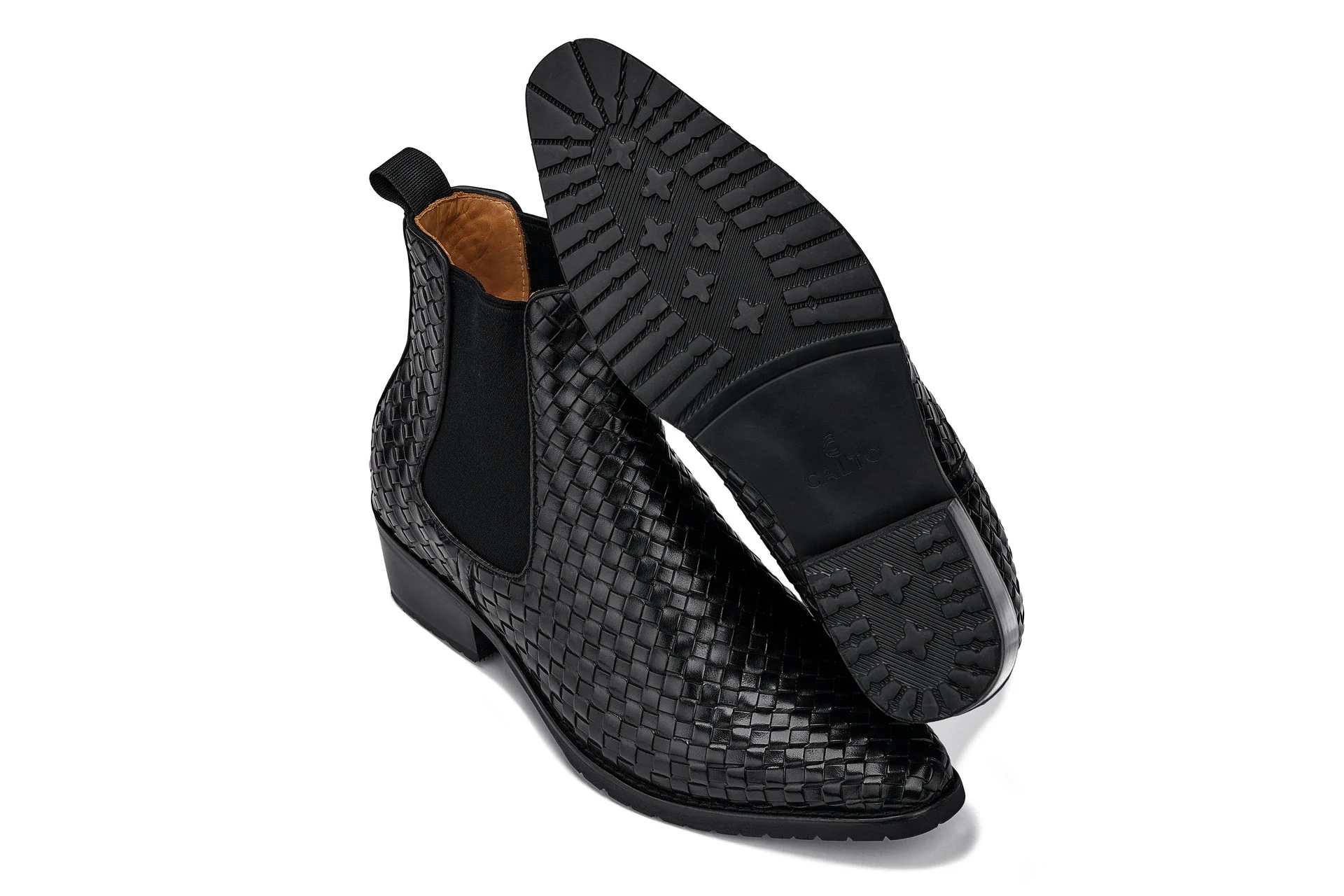 K30521 - 3.3 Inches Taller (Black) - Woven Slip-On High-Top Chelsea Ankle Men's Boots - Image 6