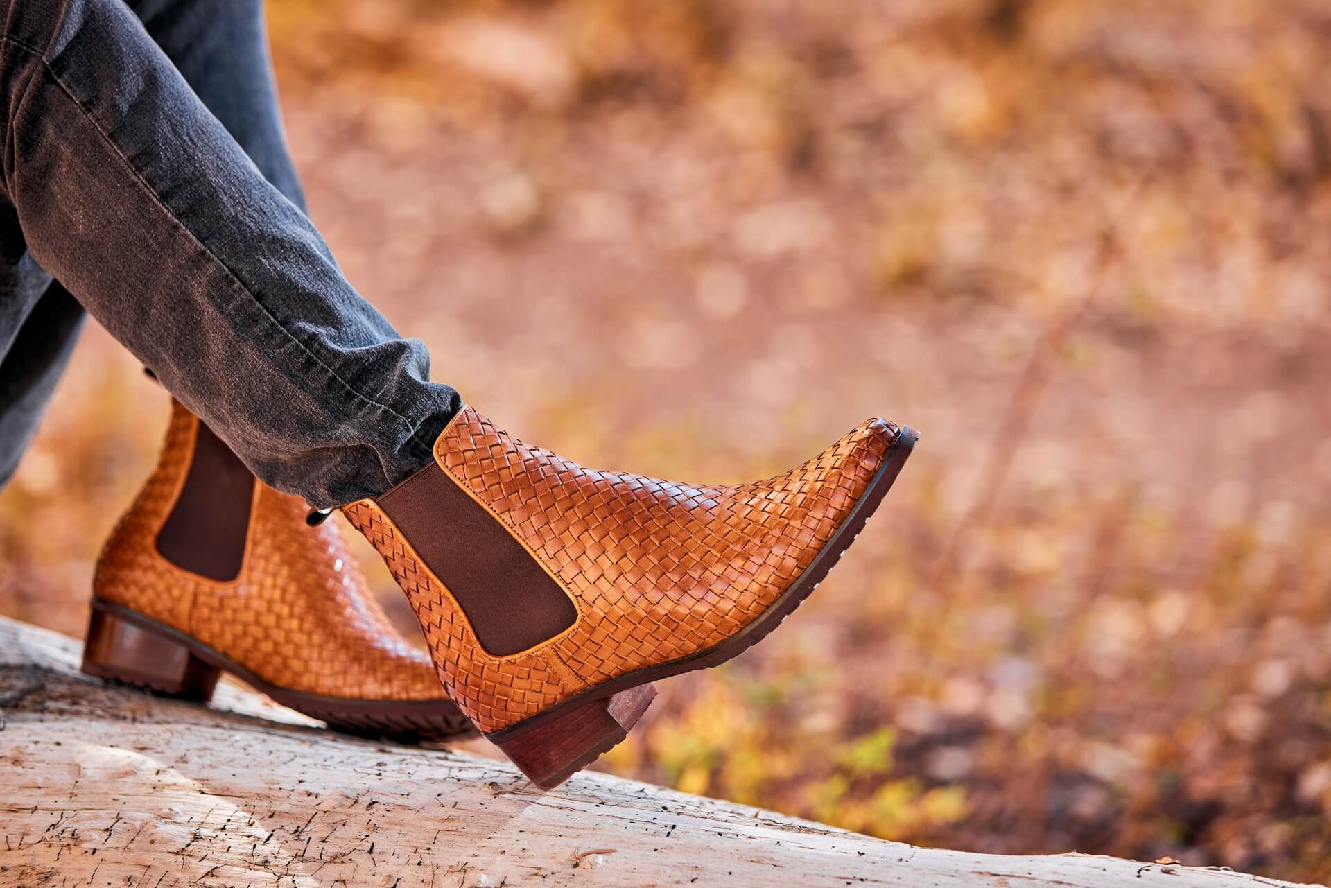 K30522 - 3.3 Inches Taller (Brown) - Woven Chelsea High-Top Slip-On Ankle Men's Boots - Image 9