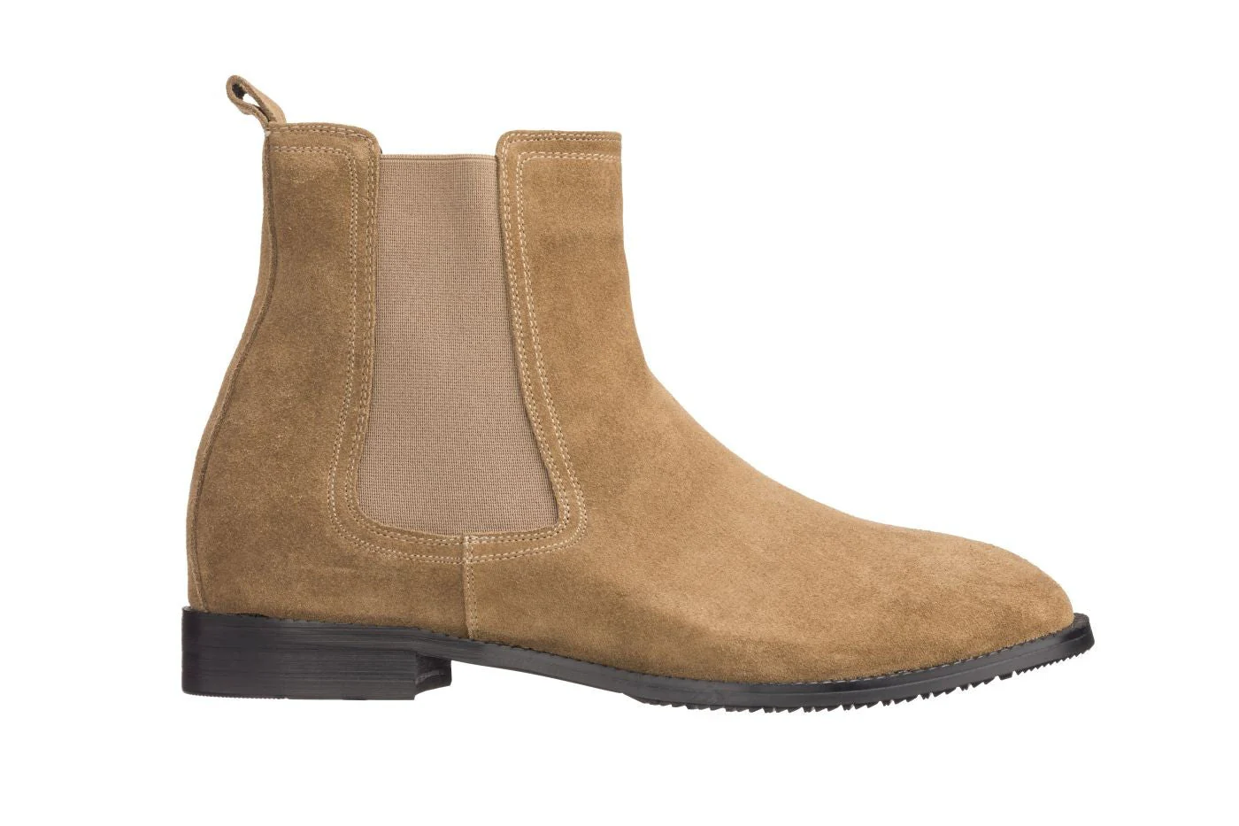 K33091 - 2.9 Inches Taller (Khaki Brown) - Suede Chelsea Men's Boot - Image 2
