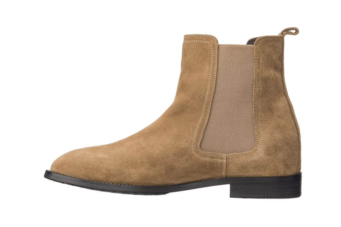 K33091 - 2.9 Inches Taller (Khaki Brown) - Suede Chelsea Men's Boot - Image 3