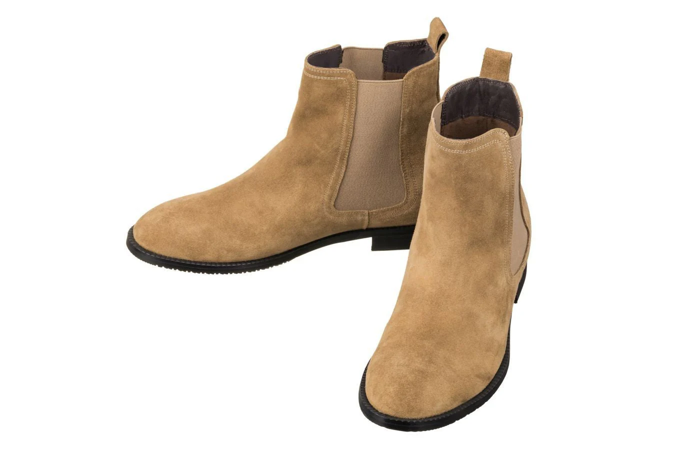 K33091 - 2.9 Inches Taller (Khaki Brown) - Suede Chelsea Men's Boot - Image 4