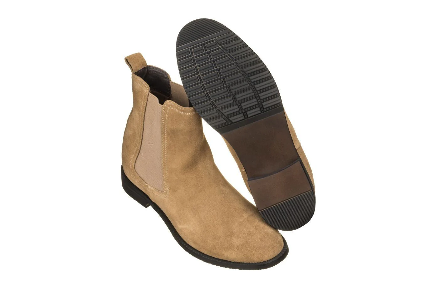 K33091 - 2.9 Inches Taller (Khaki Brown) - Suede Chelsea Men's Boot - Image 5