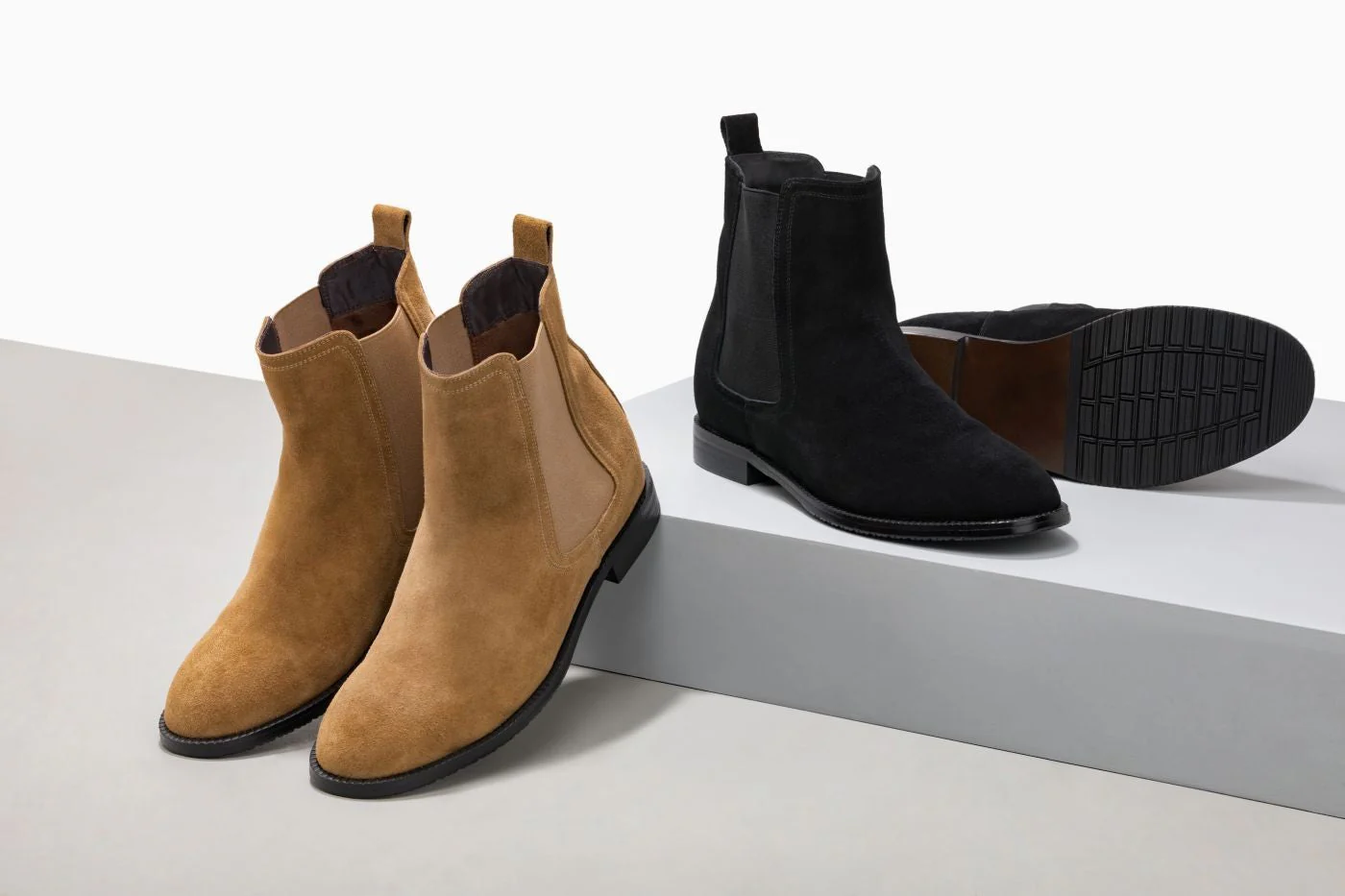 K33091 - 2.9 Inches Taller (Khaki Brown) - Suede Chelsea Men's Boot - Image 6