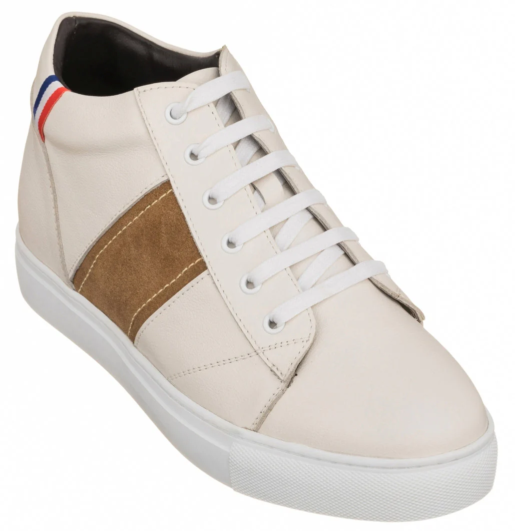 K53101 - 2.8 Inches Taller (Beige White) - Men's Shoes