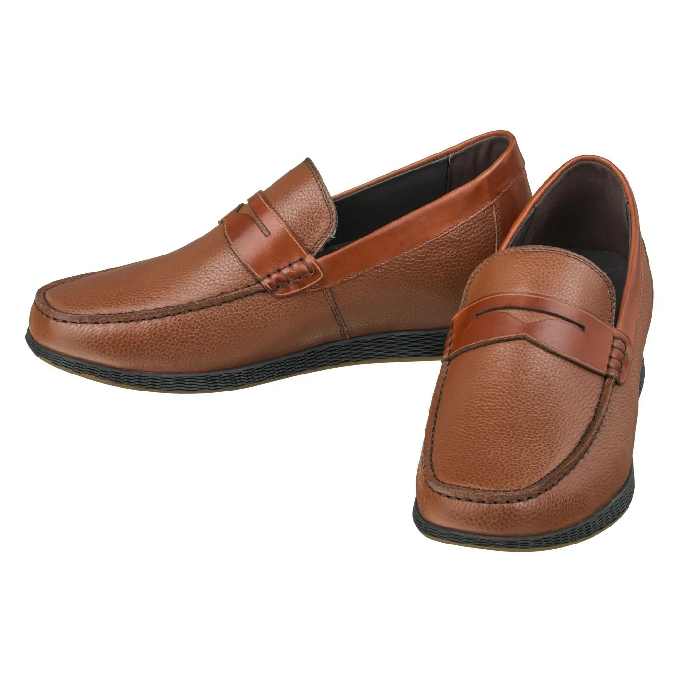 S1092 - Lightweight Brown Penny Men's Loafers - 2.4 Inches - Image 4
