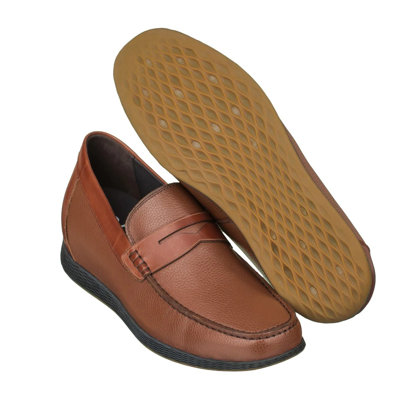 S1092 - Lightweight Brown Penny Men's Loafers - 2.4 Inches - Image 5