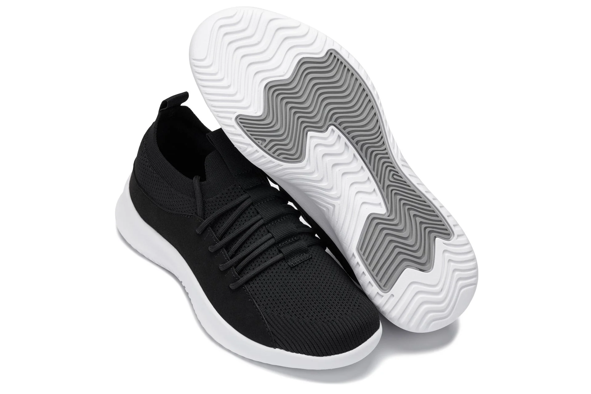 Q132 - 2.4 Inches Taller (Black/White Sole) - Ultra Lightweight Men's Sneakers - Image 6