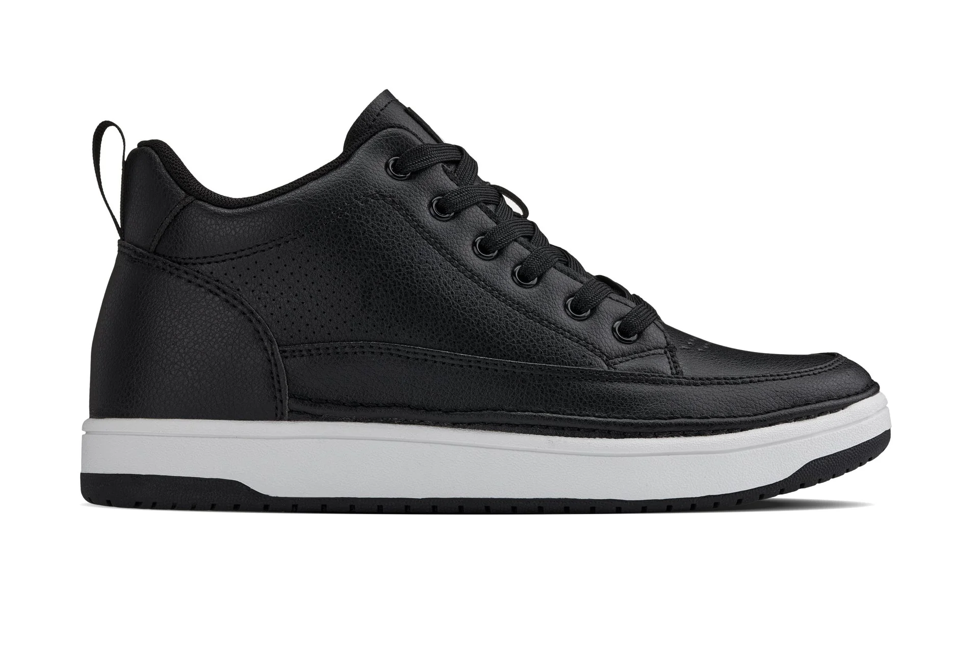 Q271 - 2 Inches Taller (Black Noir) - Elevated Leatherette Micro-Perforated Men's Sneakers - Image 2
