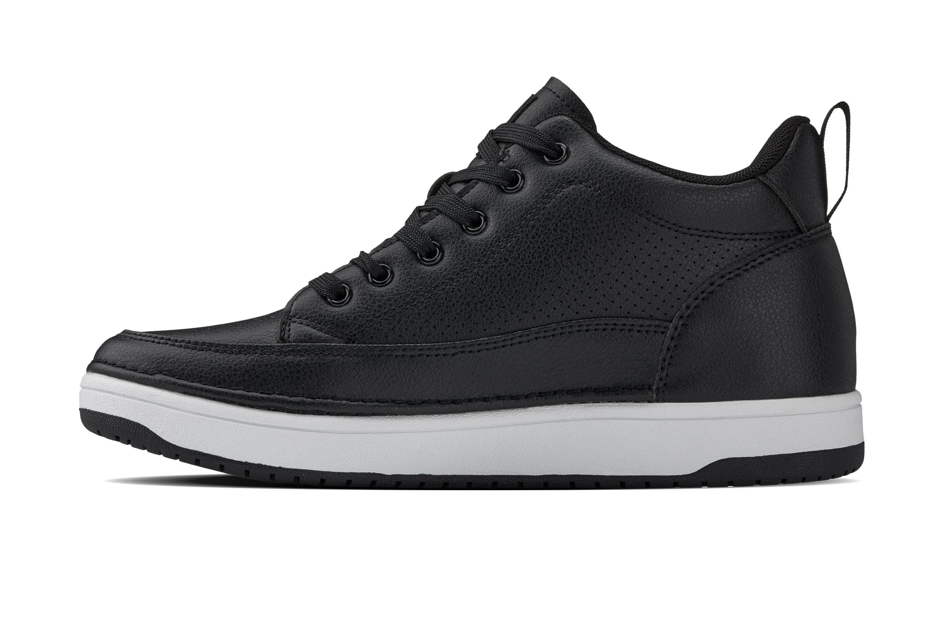Q271 - 2 Inches Taller (Black Noir) - Elevated Leatherette Micro-Perforated Men's Sneakers - Image 3
