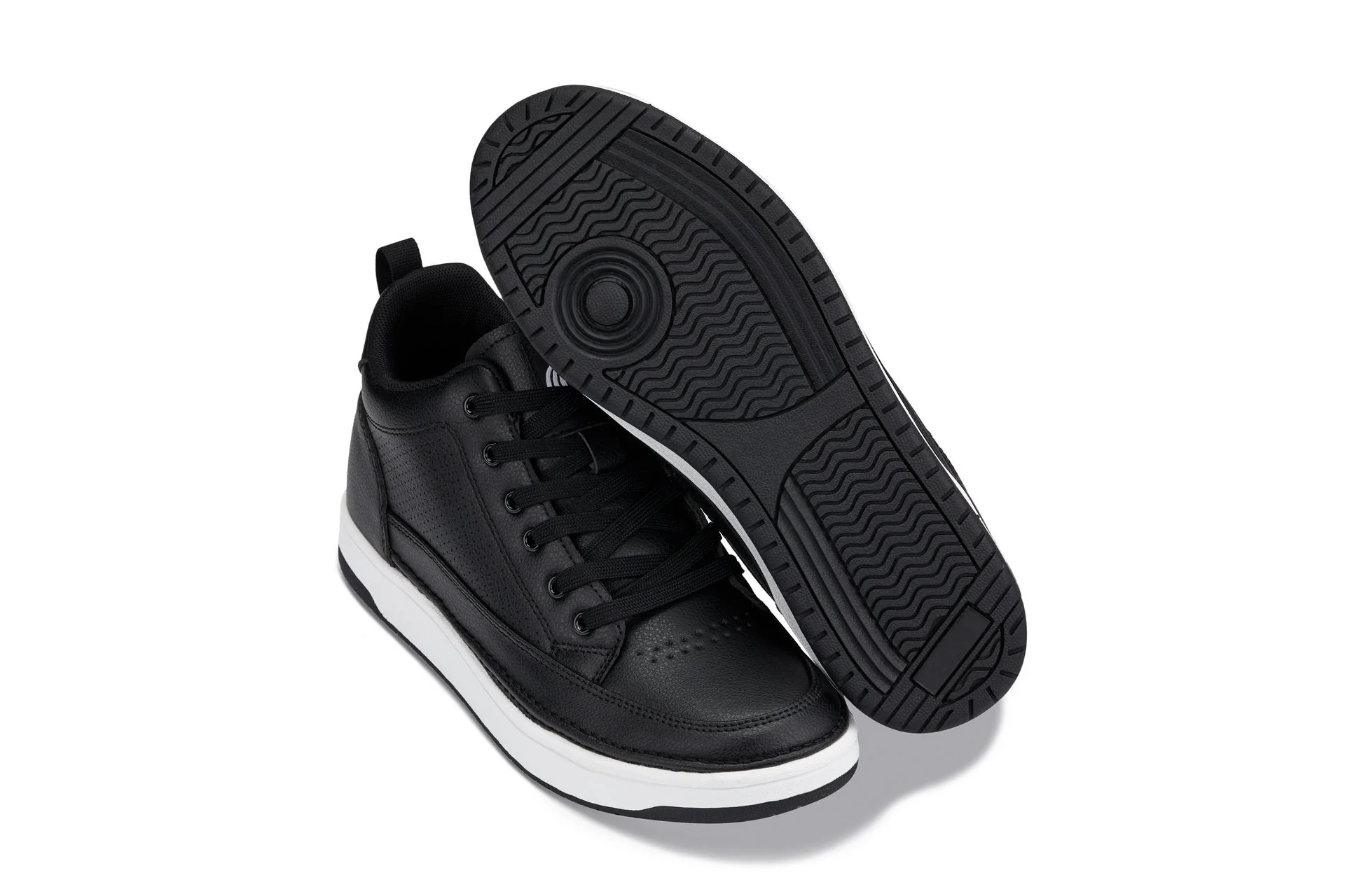 Q271 - 2 Inches Taller (Black Noir) - Elevated Leatherette Micro-Perforated Men's Sneakers - Image 6