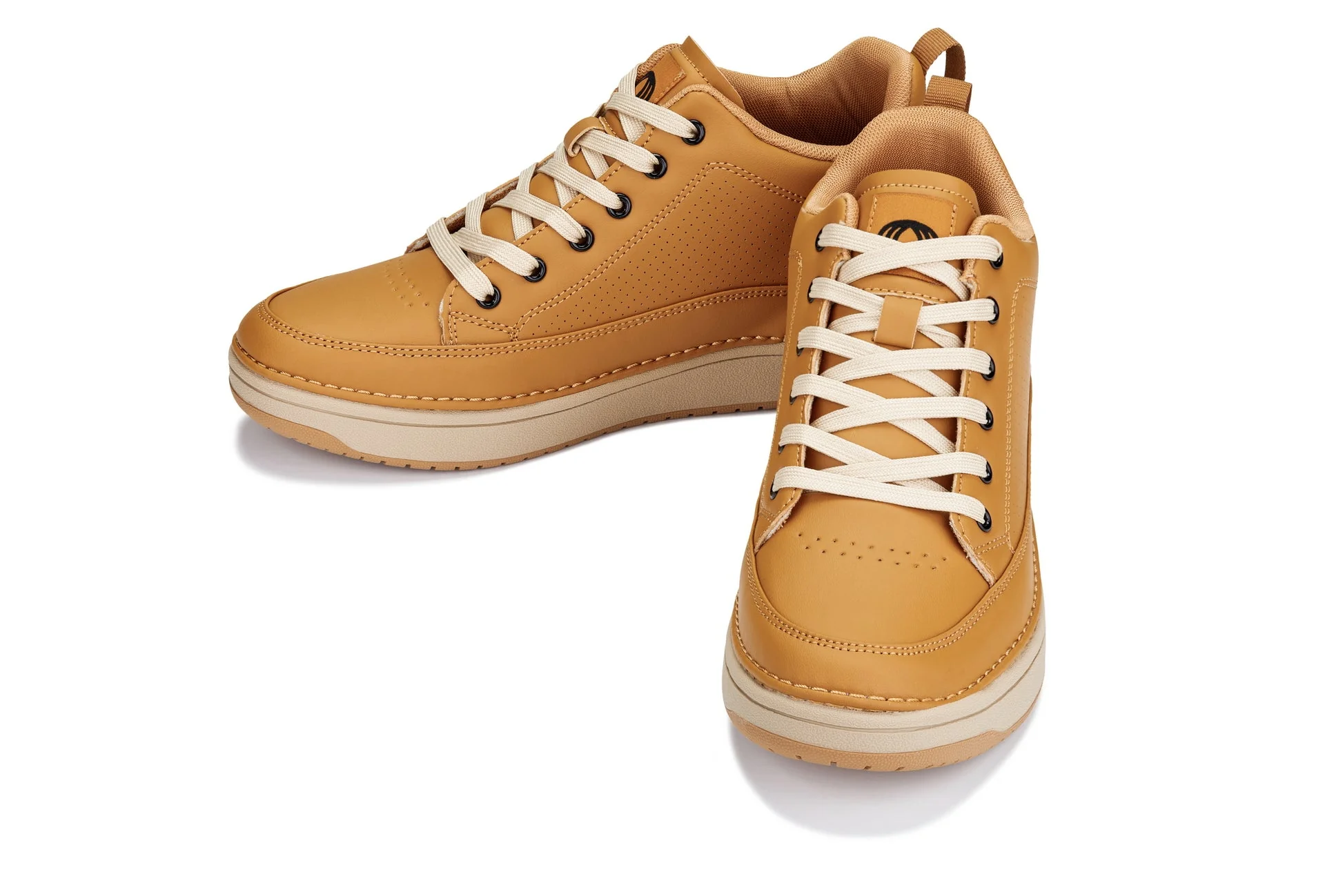 Q274  - 2 Inches Taller (Camel Brown) - Elevated Leatherette Micro-Perforated Men's Sneakers - Image 5