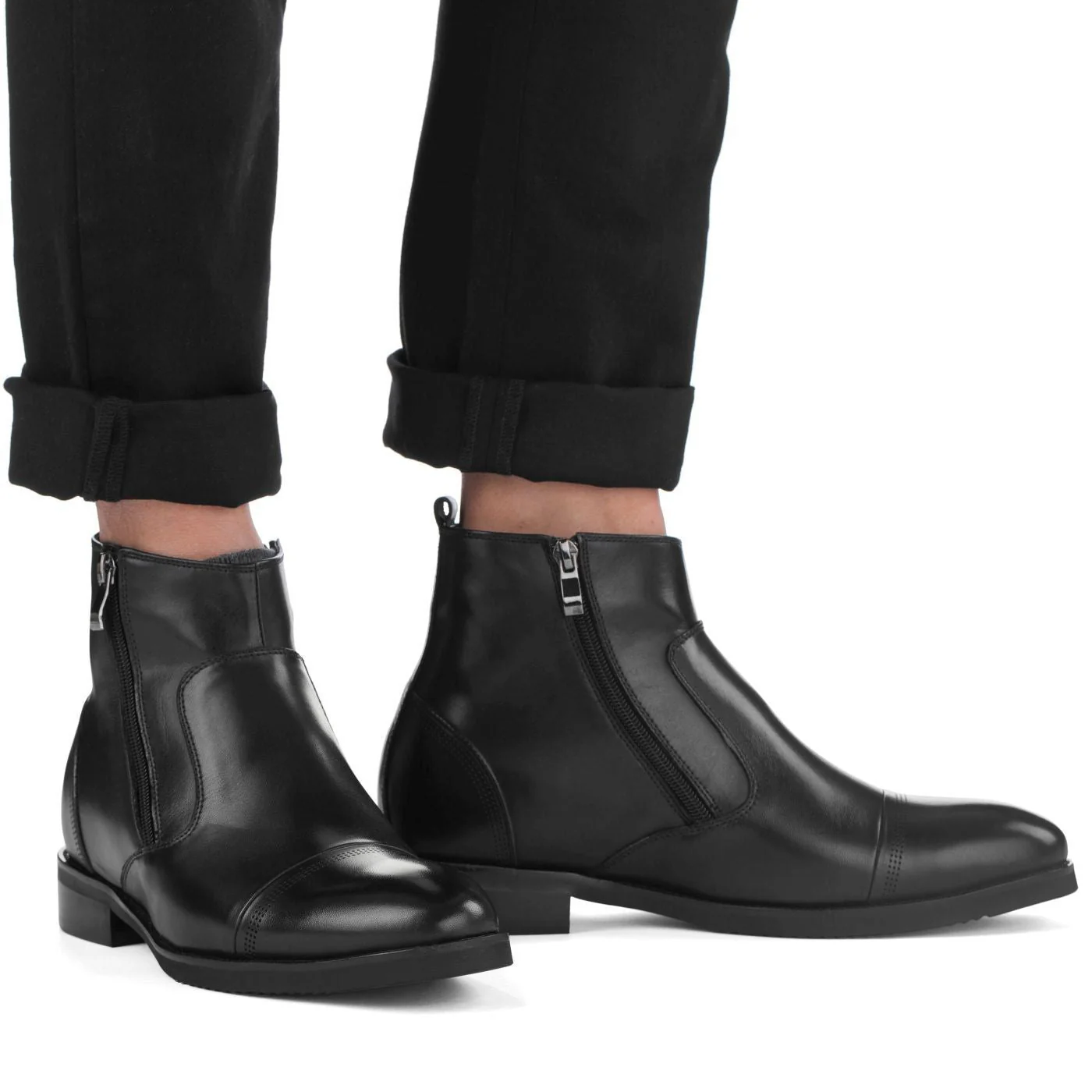 S28001 - 3.2 Inches Taller (Black) - Lightweight - Zipper Men's Boots - Image 9