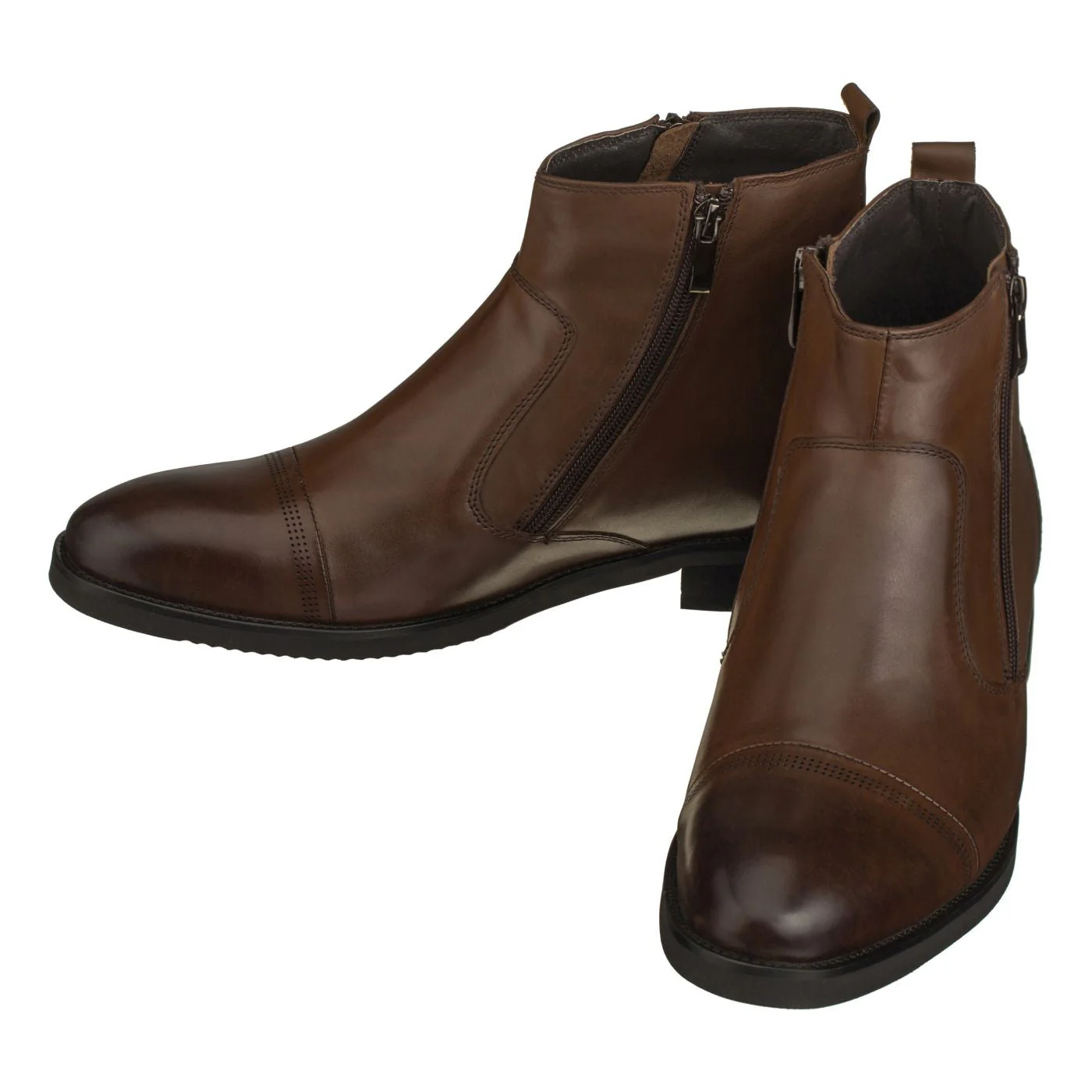 S28002 - 2.8 Inches Taller (Dark Brown) - Lightweight - Zipper Men's Boots - Image 4