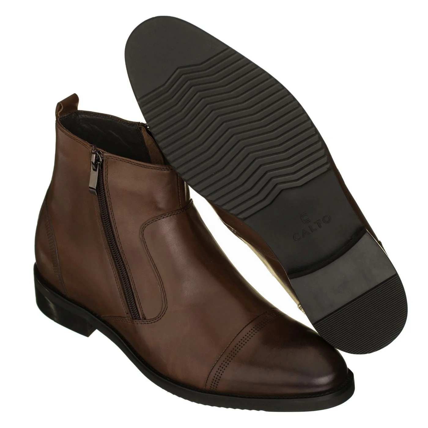 S28002 - 2.8 Inches Taller (Dark Brown) - Lightweight - Zipper Men's Boots - Image 5