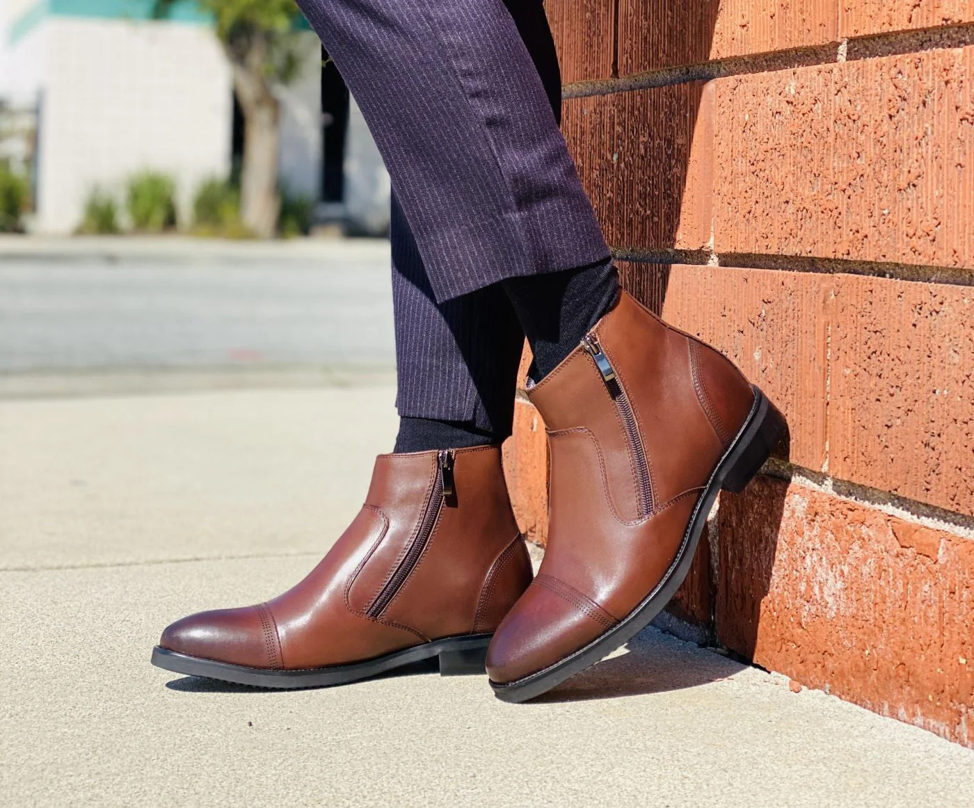 S28002 - 2.8 Inches Taller (Dark Brown) - Lightweight - Zipper Men's Boots - Image 6