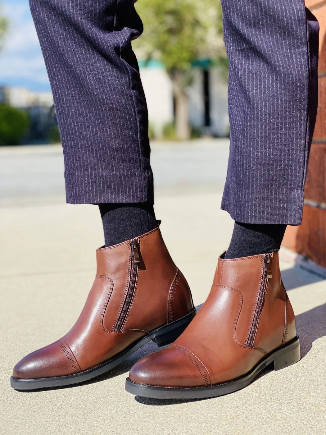 S28002 - 2.8 Inches Taller (Dark Brown) - Lightweight - Zipper Men's Boots - Image 7