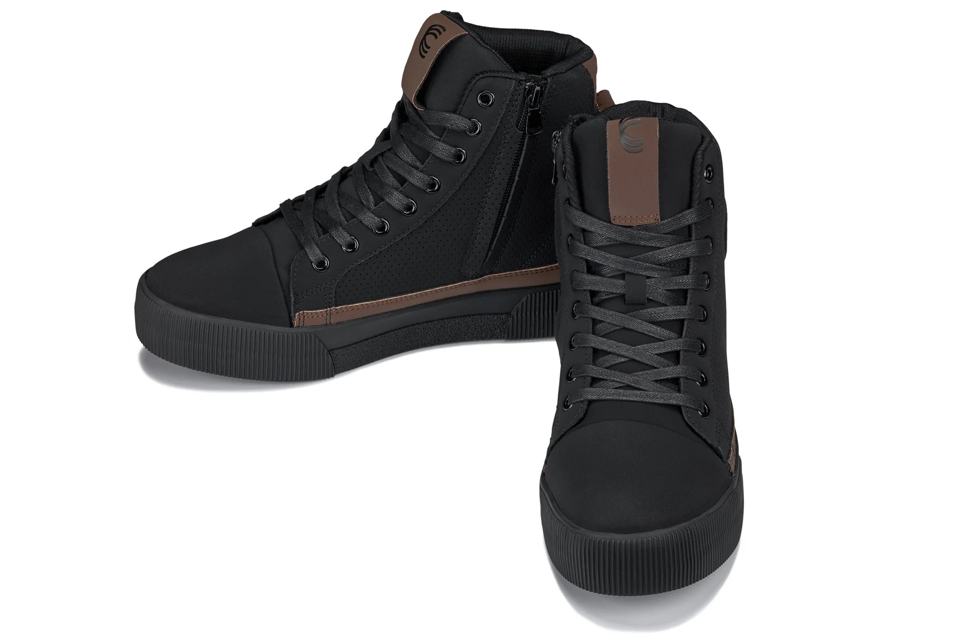 S3422 - 2.4 Inches Taller (Black/Coffee Brown) - Cap Toe High Top Zip-Up Sneaker Men's Boots - Image 5
