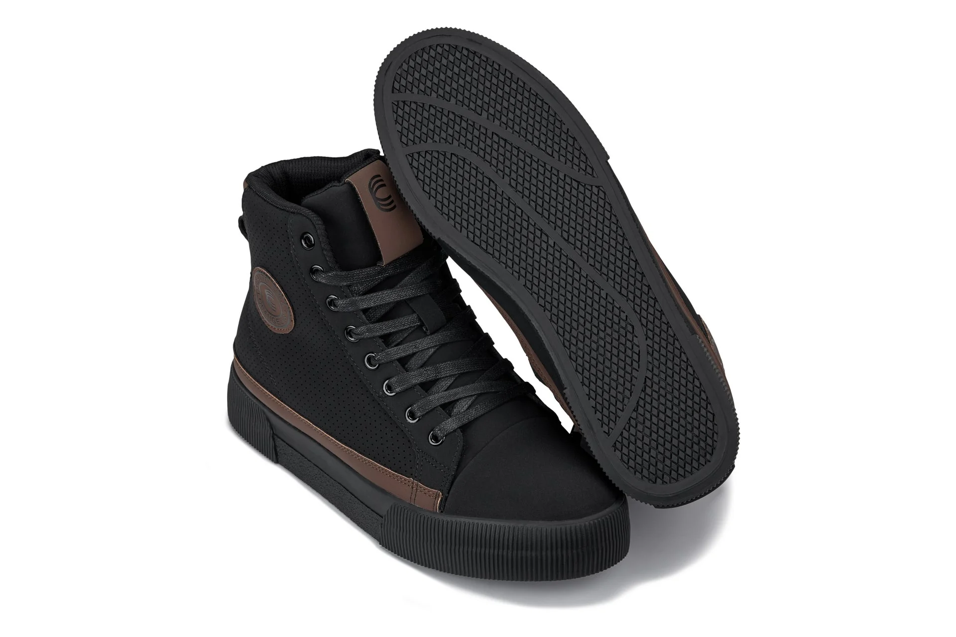 S3422 - 2.4 Inches Taller (Black/Coffee Brown) - Cap Toe High Top Zip-Up Sneaker Men's Boots - Image 6