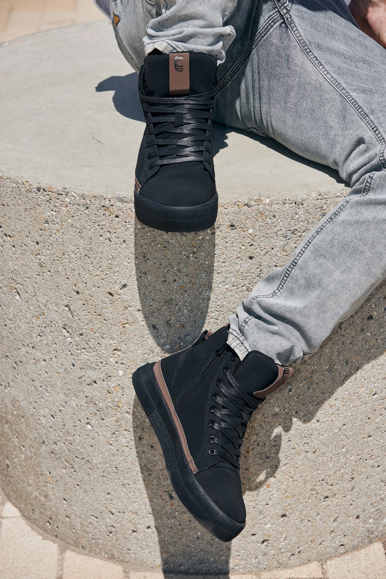 S3422 - 2.4 Inches Taller (Black/Coffee Brown) - Cap Toe High Top Zip-Up Sneaker Men's Boots - Image 9