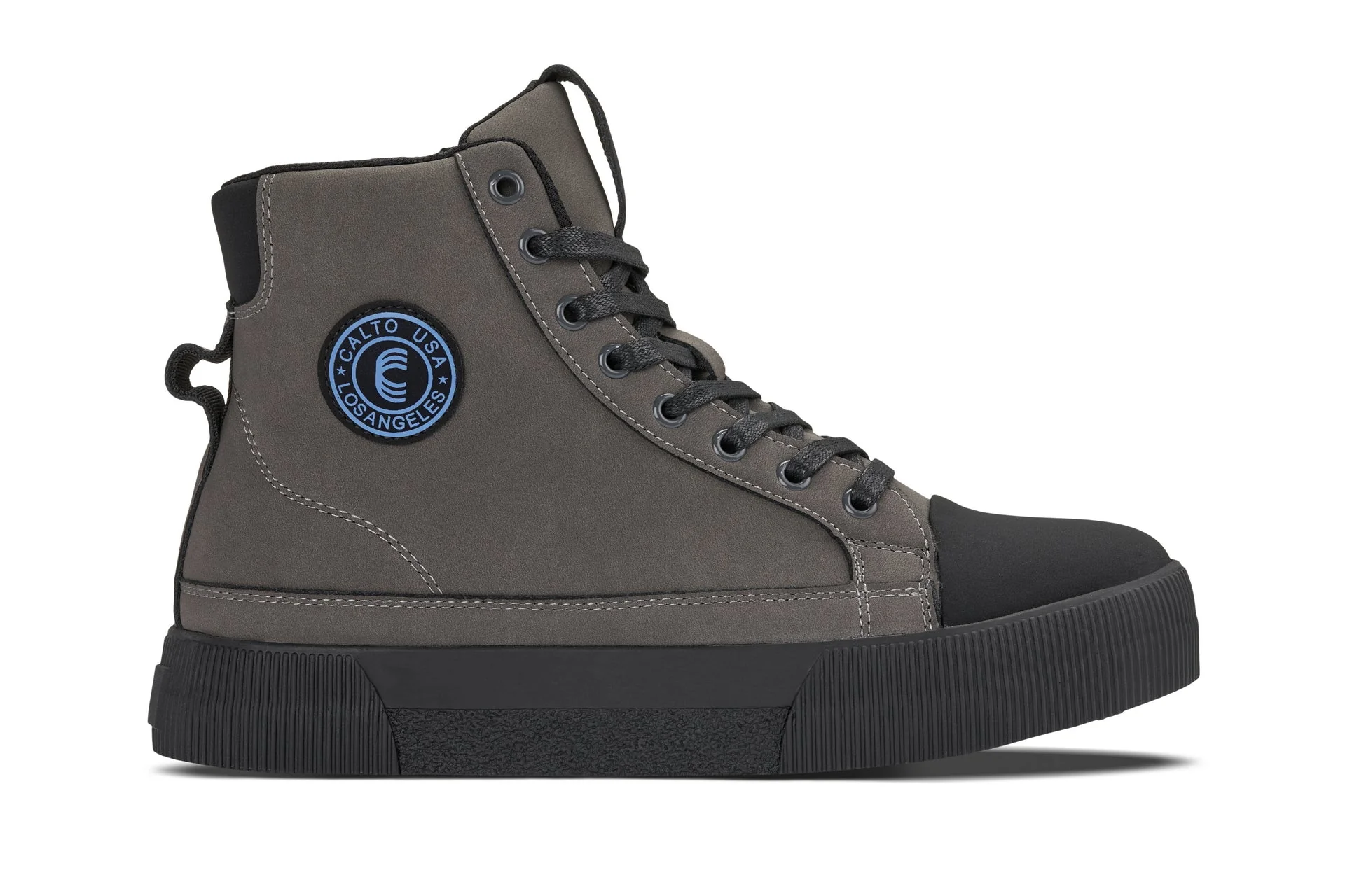 S3423 - 2.4 Inches Taller (Grey) - Cap Toe High Top Zip-Up Men's Sneaker Boots - Image 2