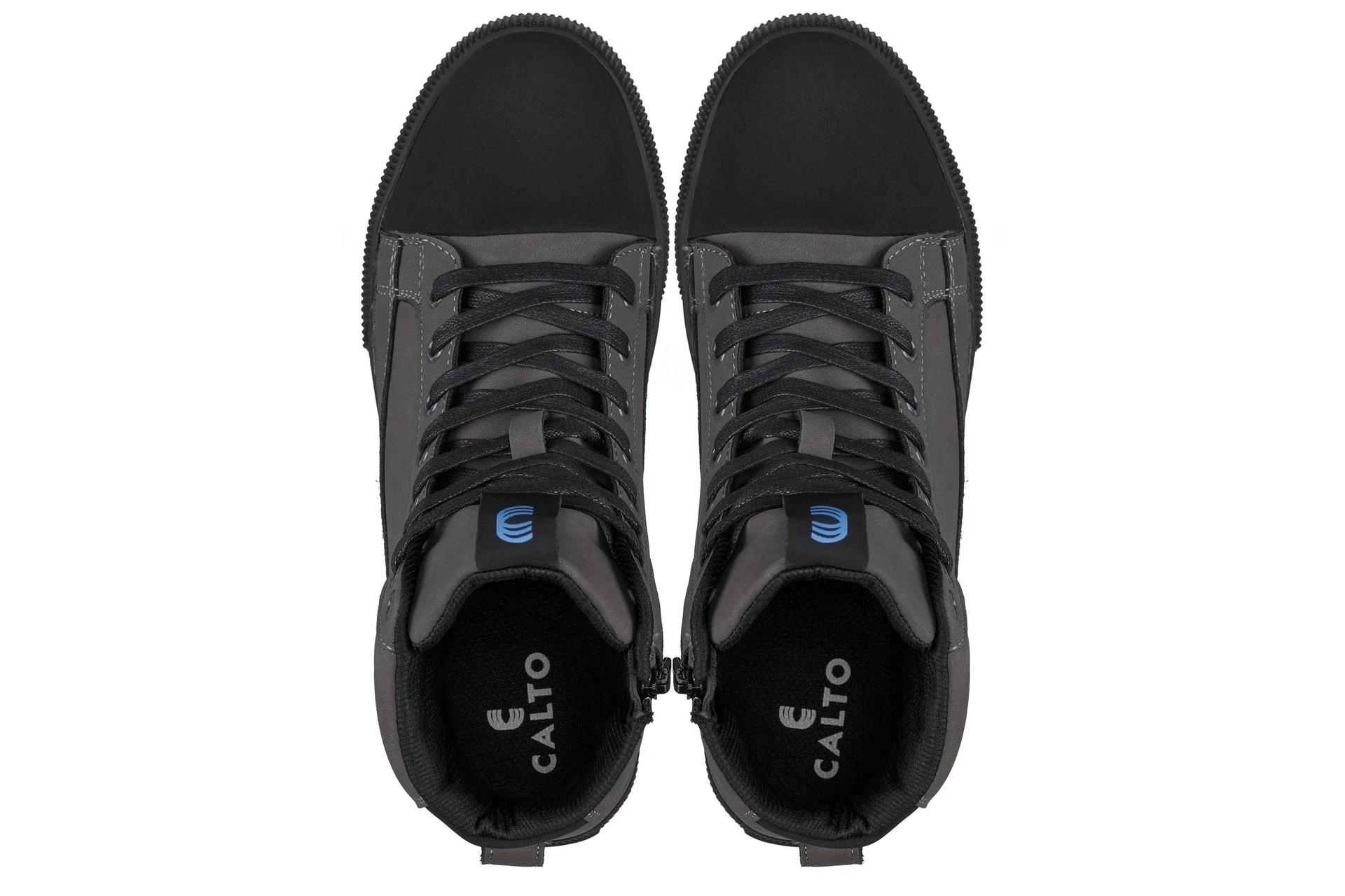 S3423 - 2.4 Inches Taller (Grey) - Cap Toe High Top Zip-Up Men's Sneaker Boots - Image 4