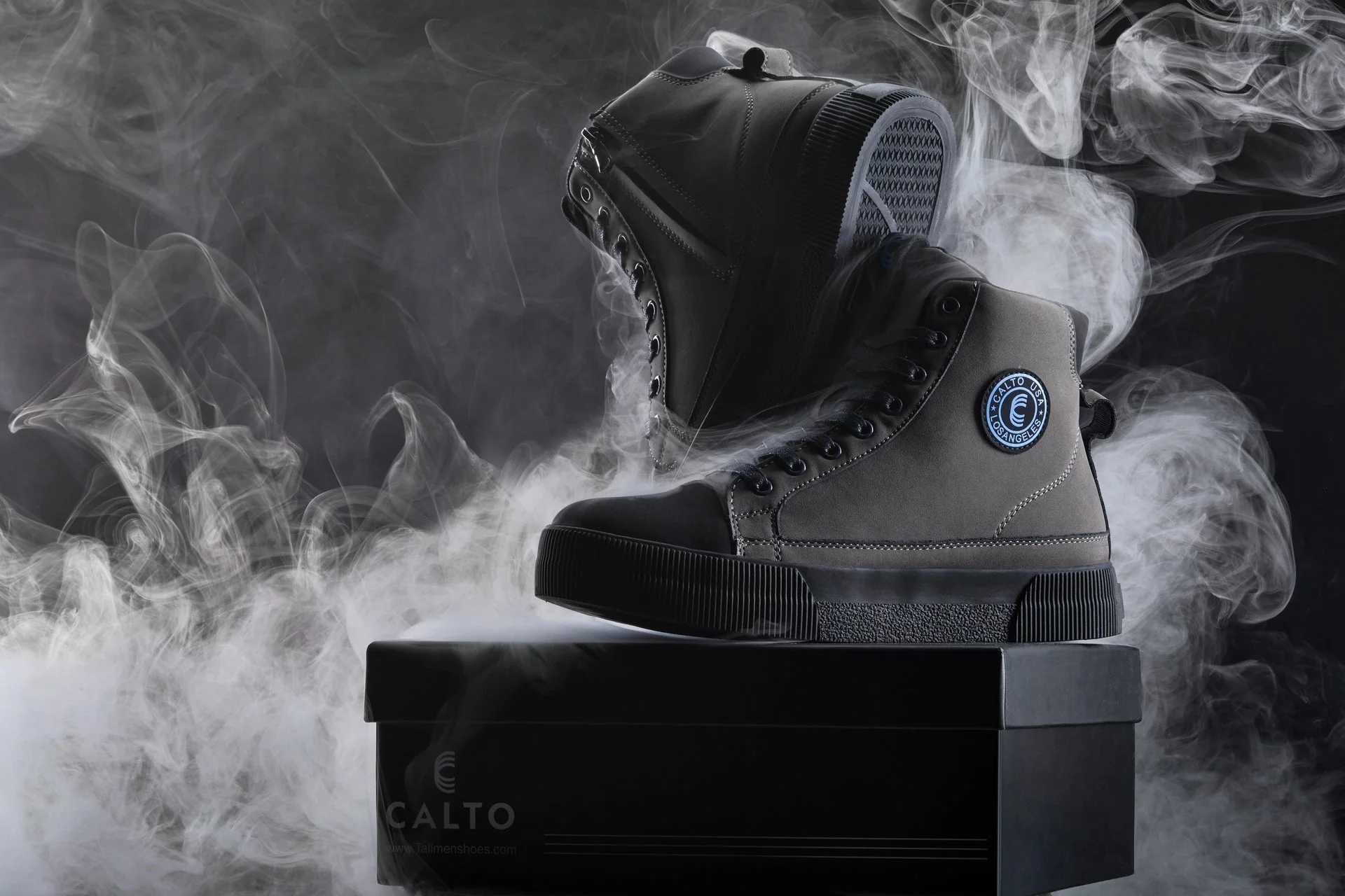 S3423 - 2.4 Inches Taller (Grey) - Cap Toe High Top Zip-Up Men's Sneaker Boots - Image 7
