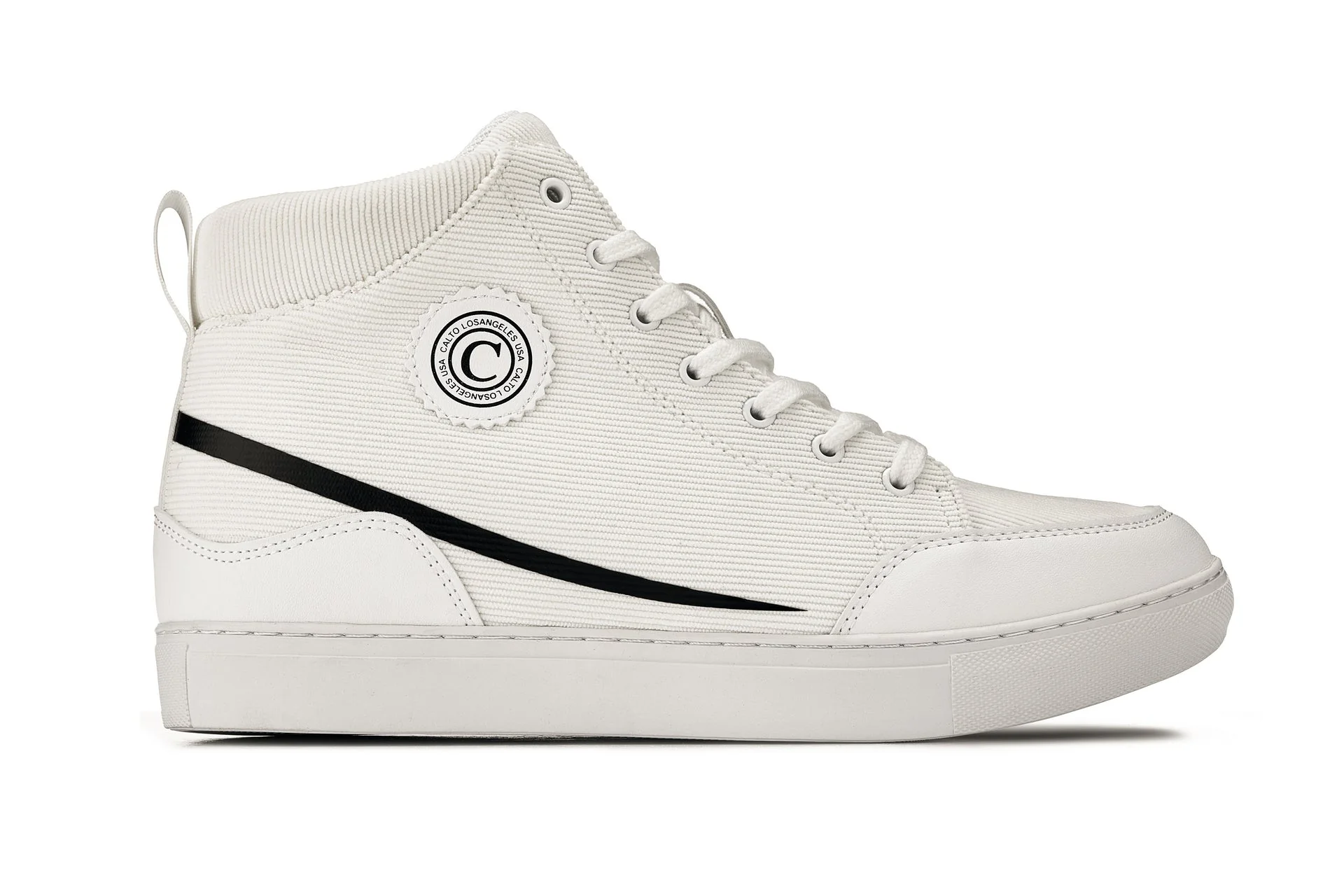 S4131 - 2.6 Inches Taller (Off-White/White Sole) - Corduroy Ankle Top Men's Sneak-boot - Image 2