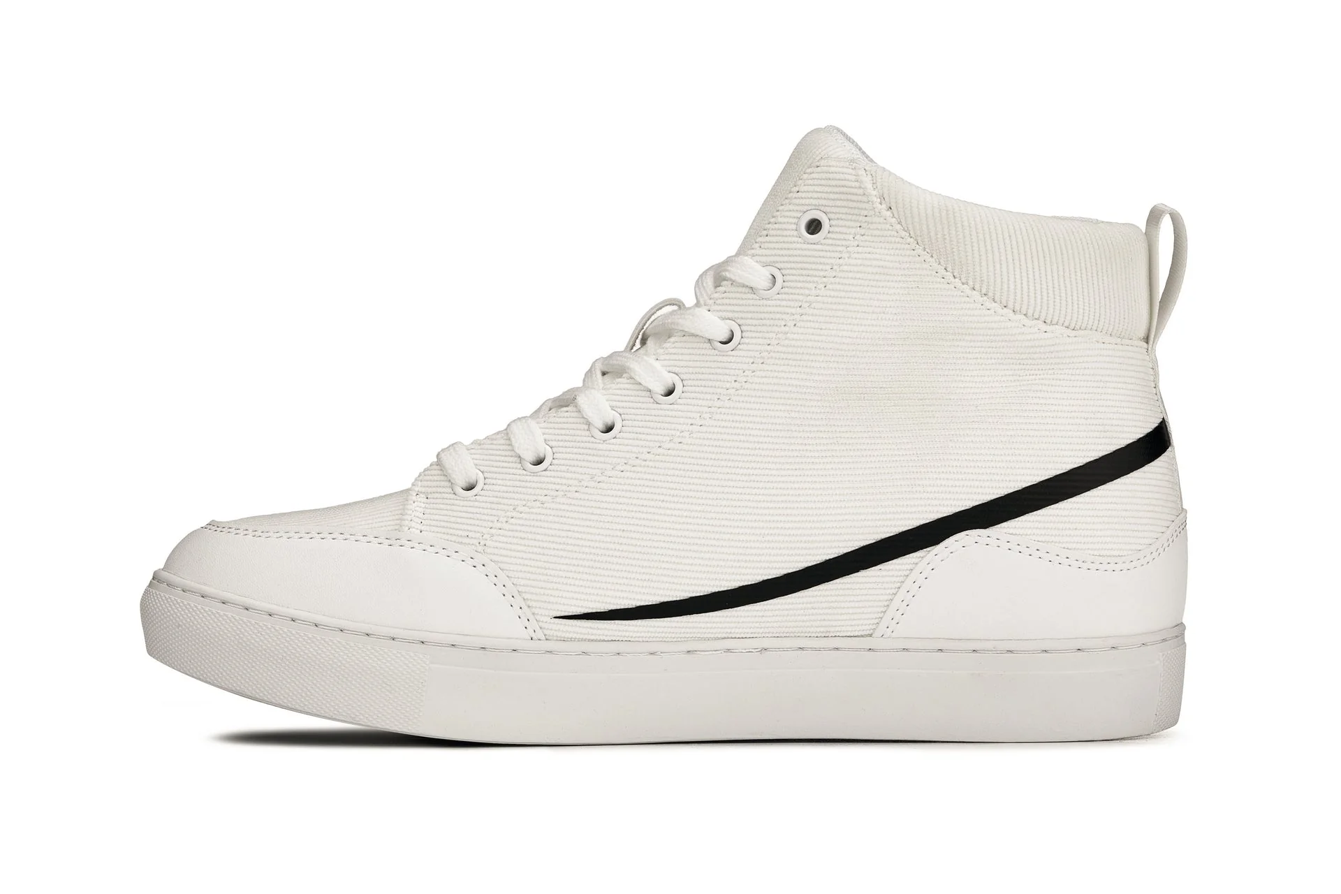 S4131 - 2.6 Inches Taller (Off-White/White Sole) - Corduroy Ankle Top Men's Sneak-boot - Image 3