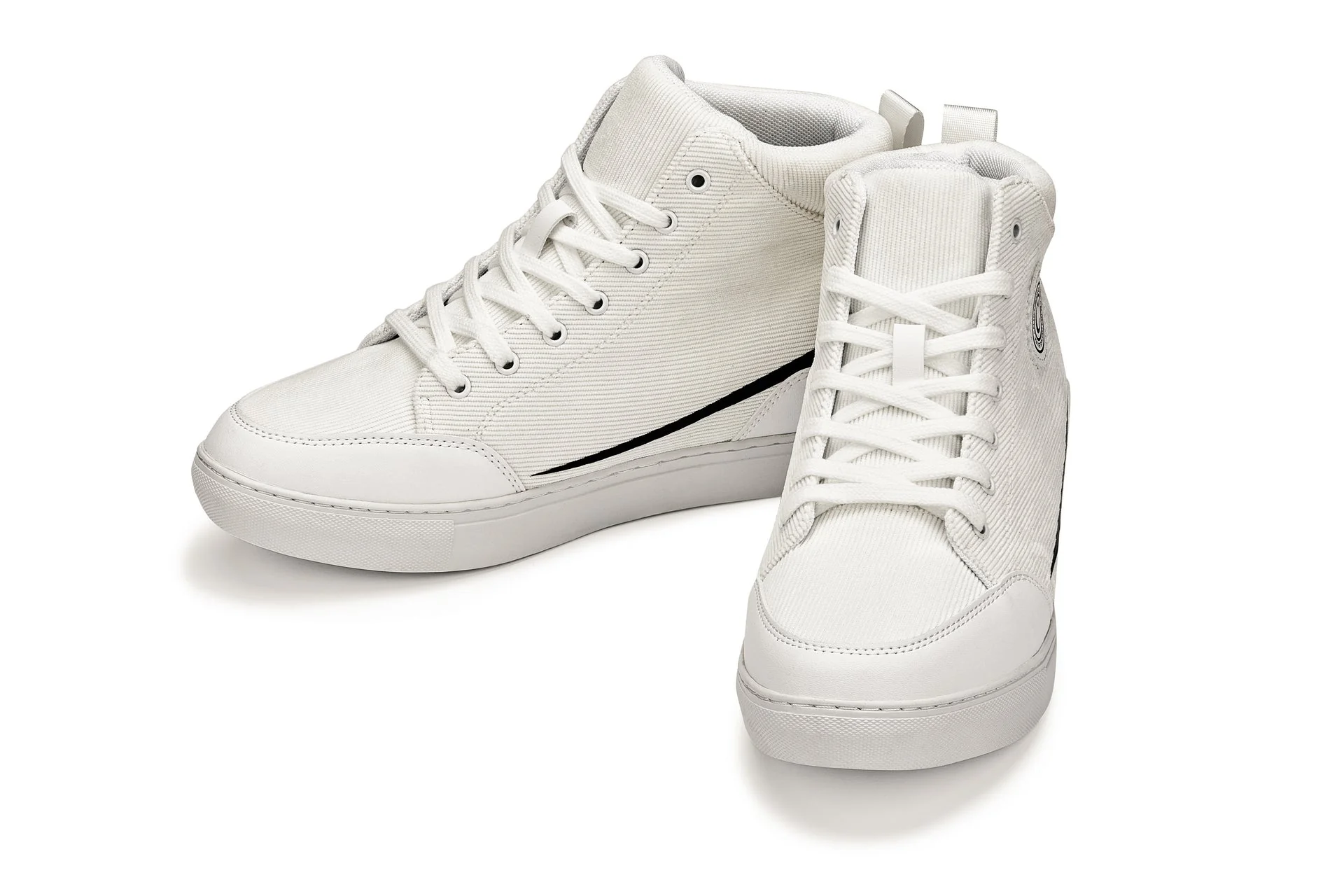S4131 - 2.6 Inches Taller (Off-White/White Sole) - Corduroy Ankle Top Men's Sneak-boot - Image 4