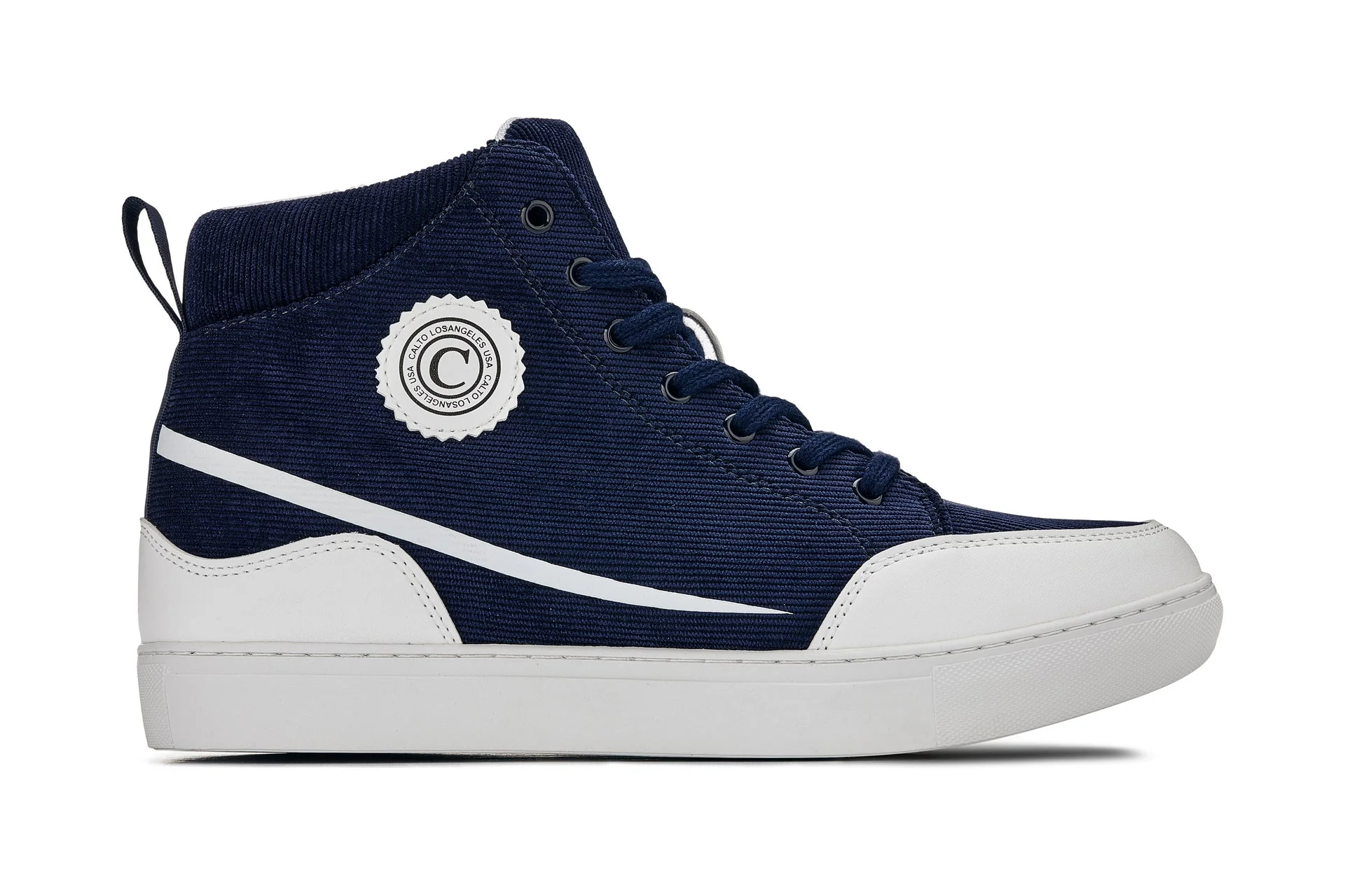 S4132 - 2.6 Inches Taller (Navy Blue/White Sole) - Corduroy Ankle Top Men's Sneak-boot - Image 2