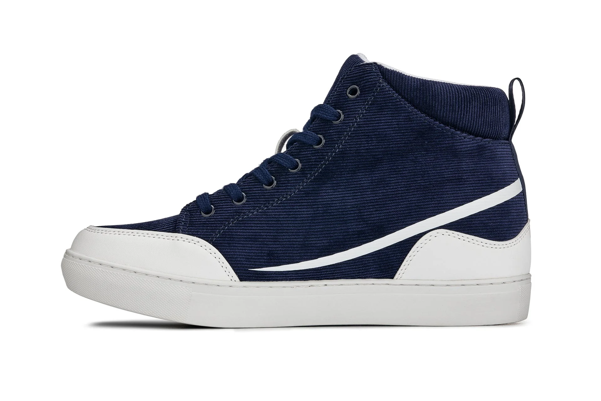S4132 - 2.6 Inches Taller (Navy Blue/White Sole) - Corduroy Ankle Top Men's Sneak-boot - Image 3