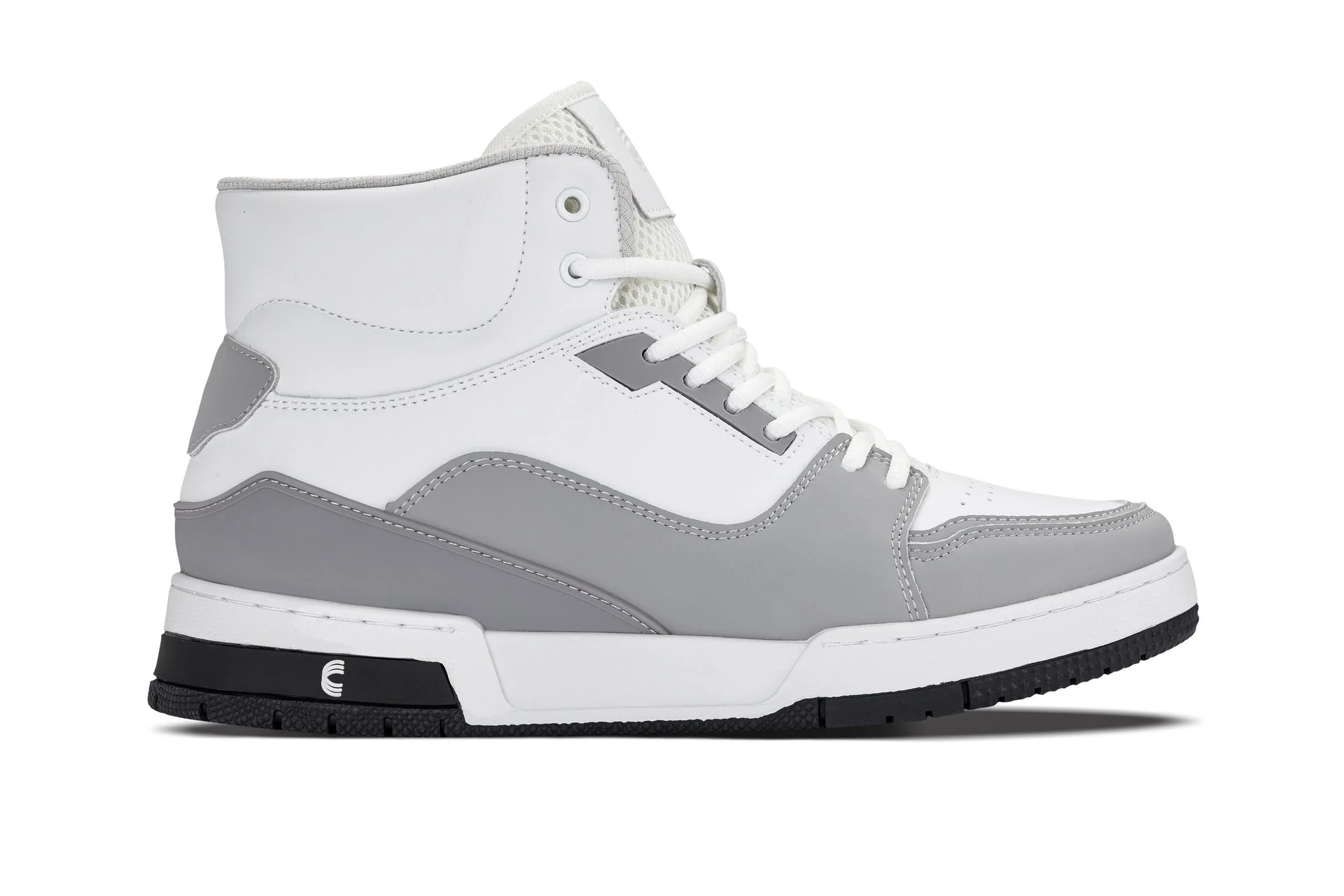 S4751 - 3 Inches Taller (White/Grey) - High Top Men's Sneakers - Image 2