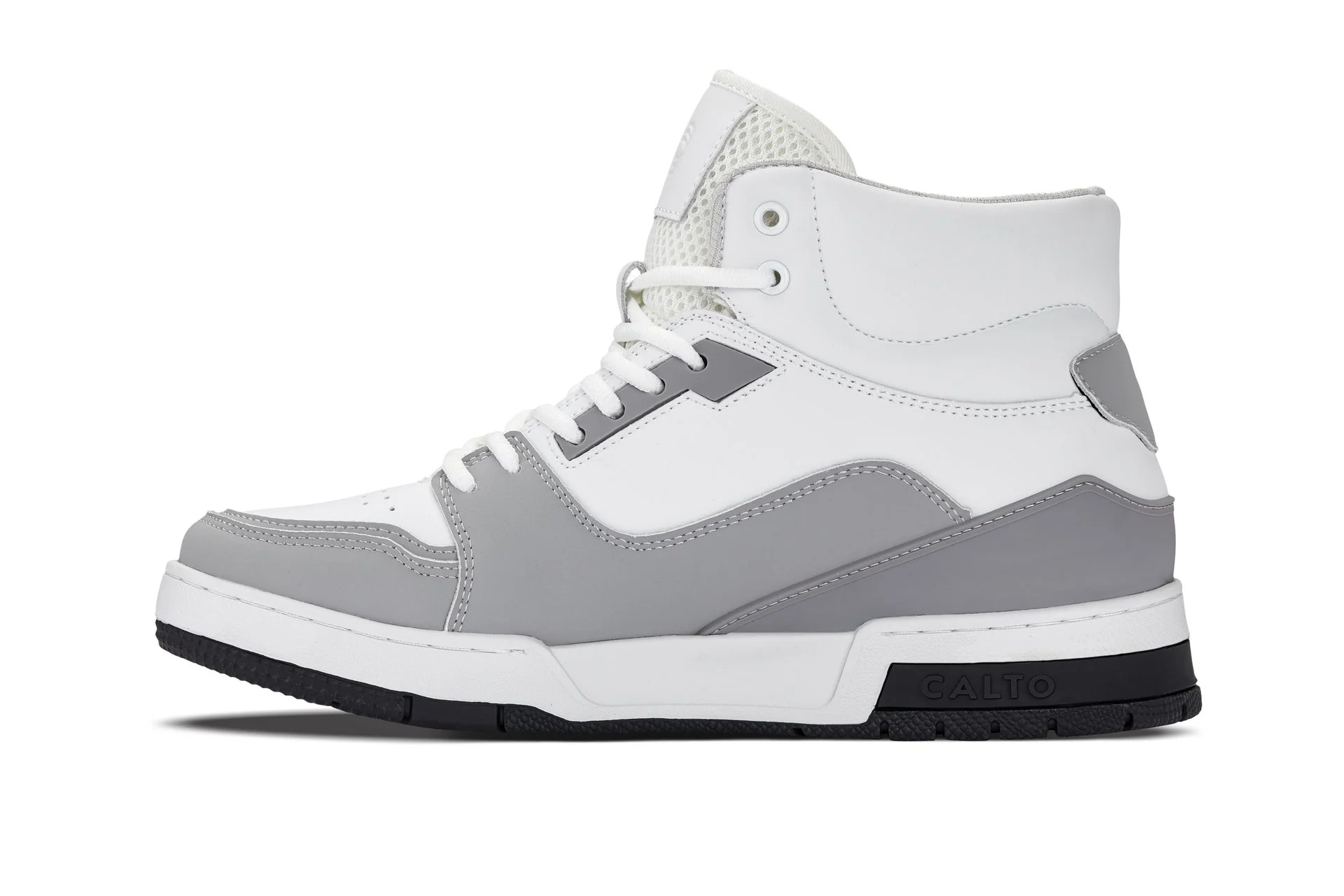S4751 - 3 Inches Taller (White/Grey) - High Top Men's Sneakers - Image 3