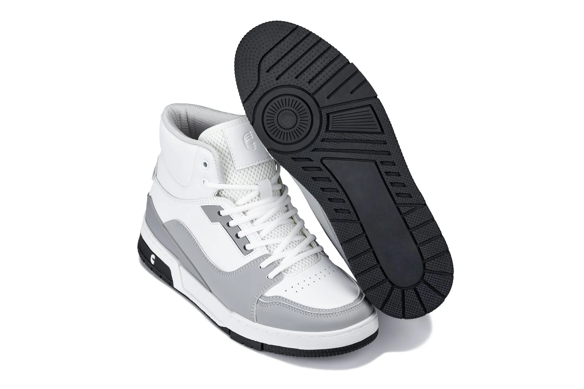 S4751 - 3 Inches Taller (White/Grey) - High Top Men's Sneakers - Image 6