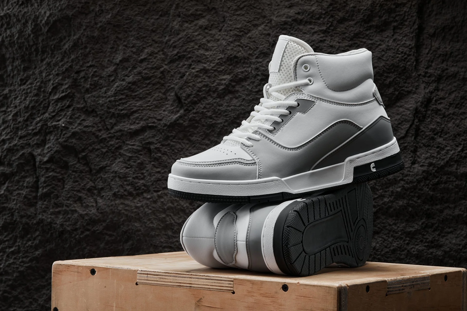 S4751 - 3 Inches Taller (White/Grey) - High Top Men's Sneakers - Image 7