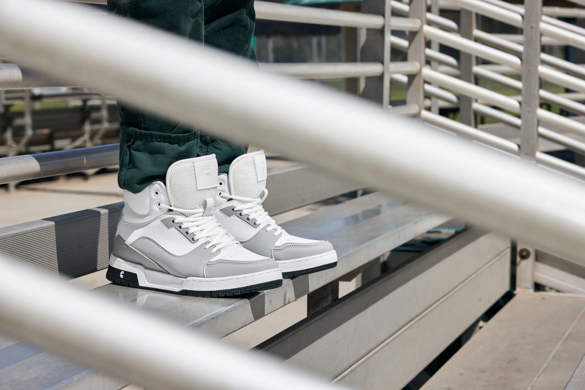 S4751 - 3 Inches Taller (White/Grey) - High Top Men's Sneakers - Image 9