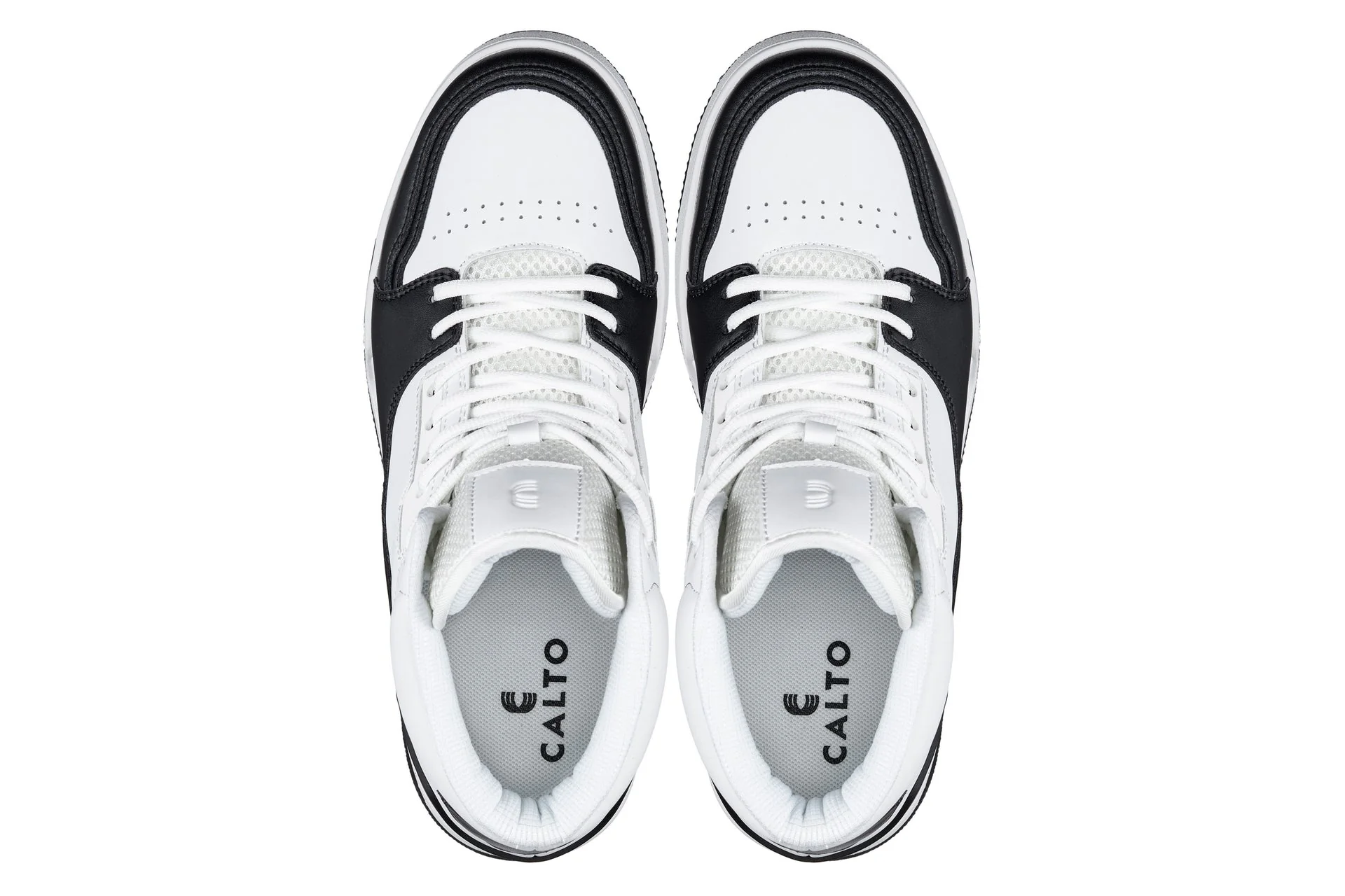 S4752 - 3 Inches Taller (White/Black) - High Top Men's Sneakers - Image 4