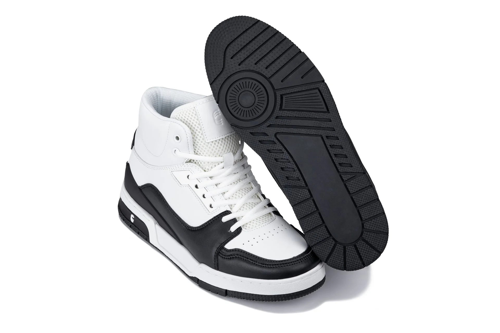 S4752 - 3 Inches Taller (White/Black) - High Top Men's Sneakers - Image 6