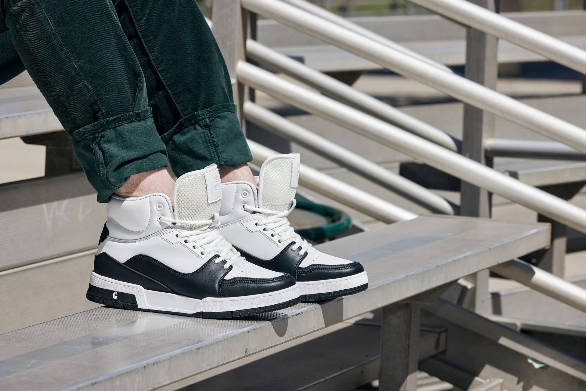 S4752 - 3 Inches Taller (White/Black) - High Top Men's Sneakers - Image 9