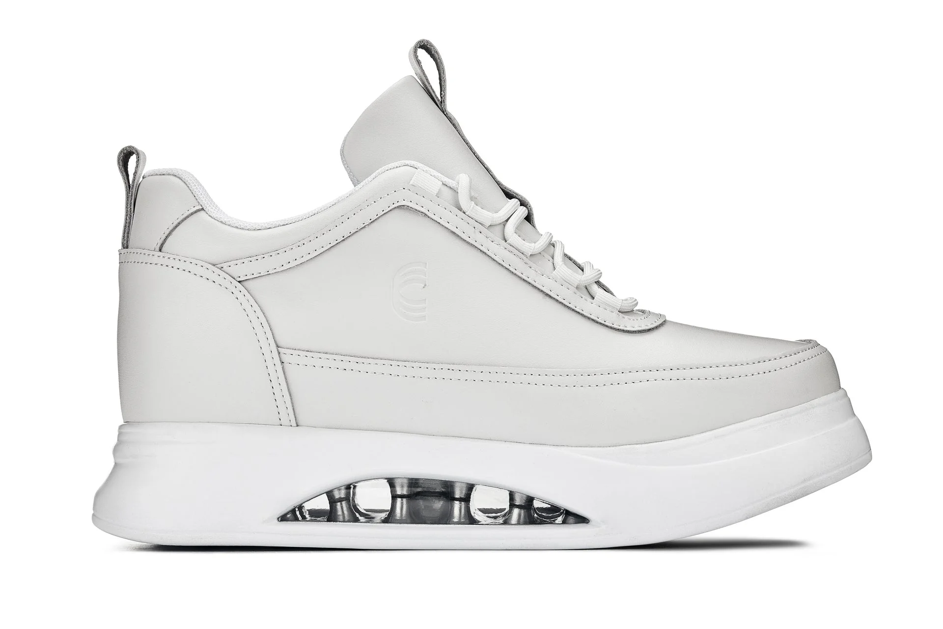 S4926 - 3.2 Inches Taller (Bone/White Sole) - Chunky Elevated Platform Men's Sneakers - Image 2