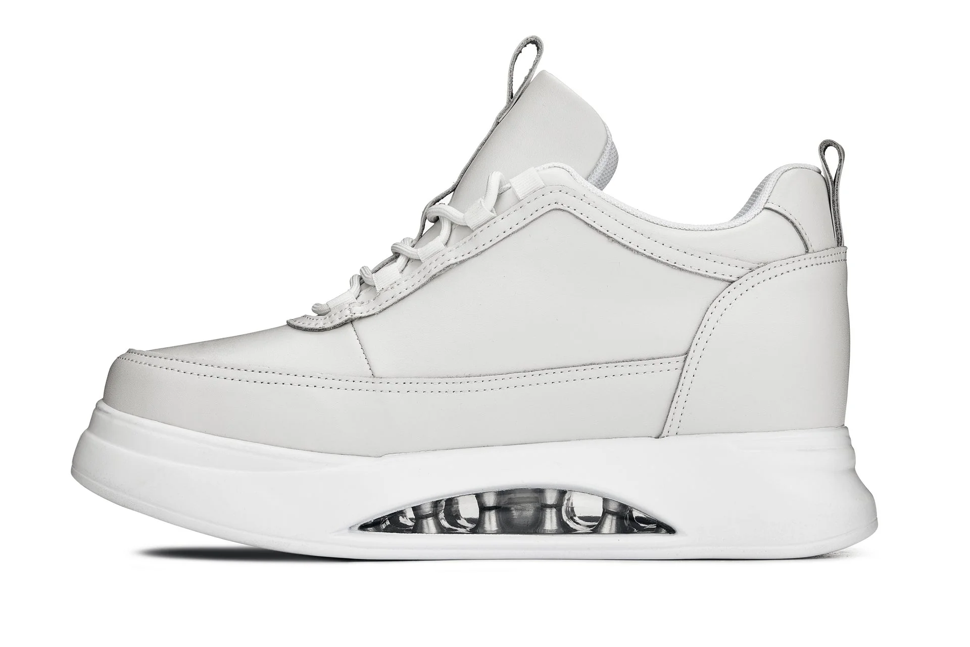 S4926 - 3.2 Inches Taller (Bone/White Sole) - Chunky Elevated Platform Men's Sneakers - Image 3