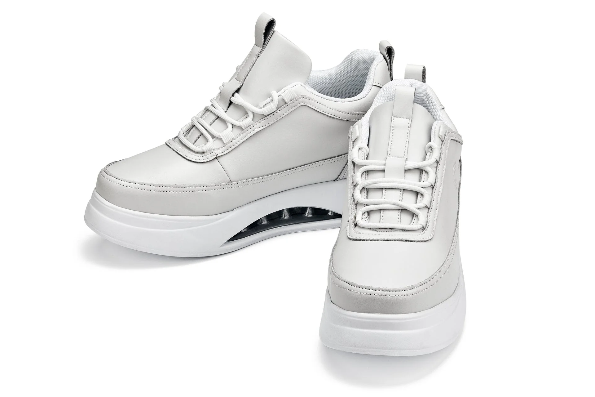 S4926 - 3.2 Inches Taller (Bone/White Sole) - Chunky Elevated Platform Men's Sneakers - Image 4