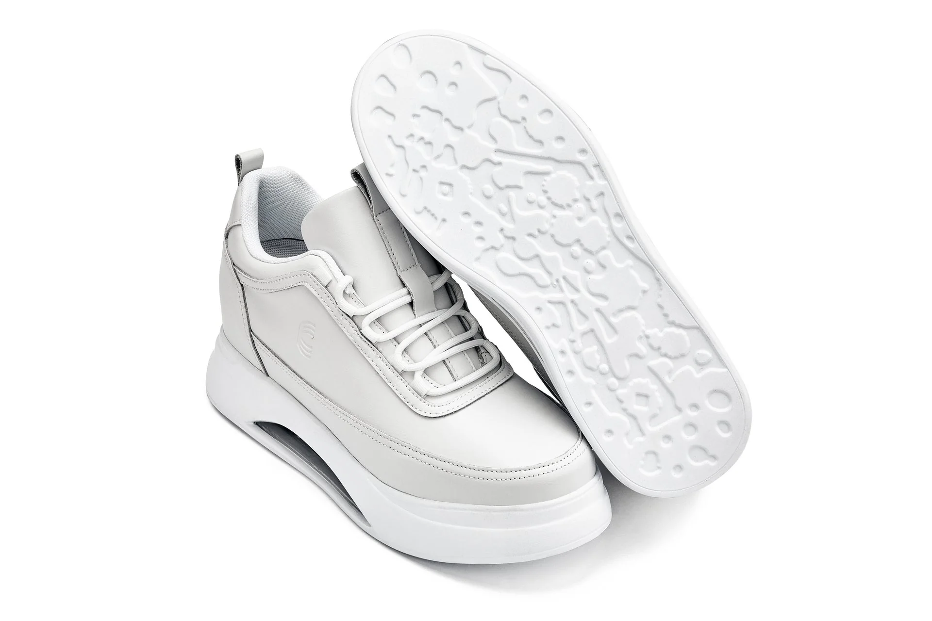 S4926 - 3.2 Inches Taller (Bone/White Sole) - Chunky Elevated Platform Men's Sneakers - Image 5