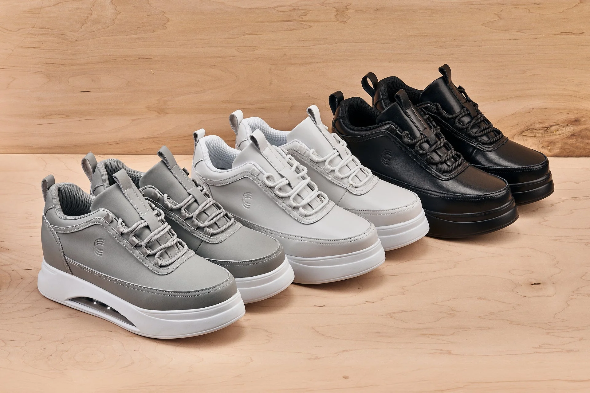 S4926 - 3.2 Inches Taller (Bone/White Sole) - Chunky Elevated Platform Men's Sneakers - Image 6