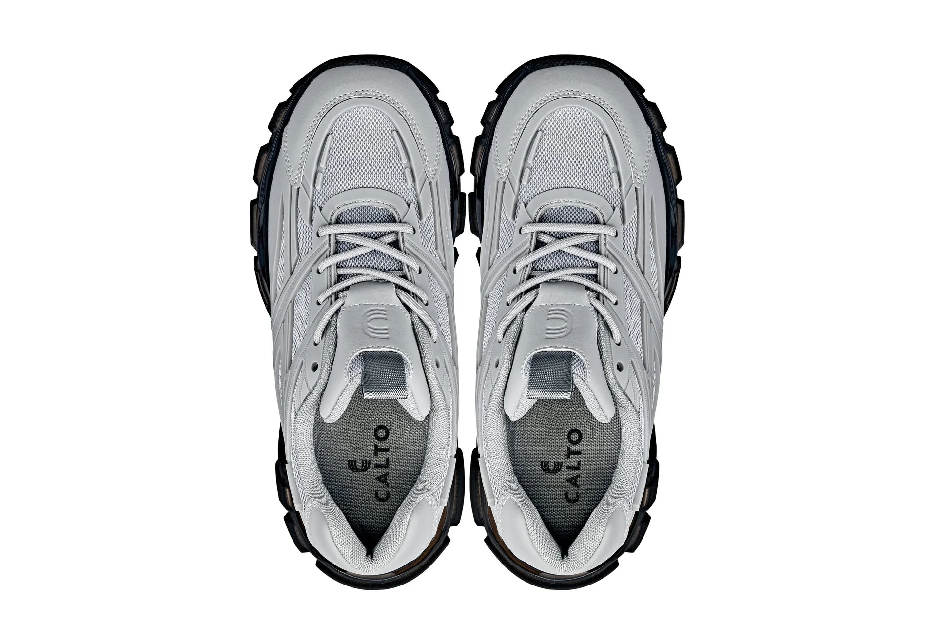 S5281 - 2.6 Inches Taller (Cement/Translucent Onyx Sole) - Chunky Sole Sporty Men's Sneakers - Image 4